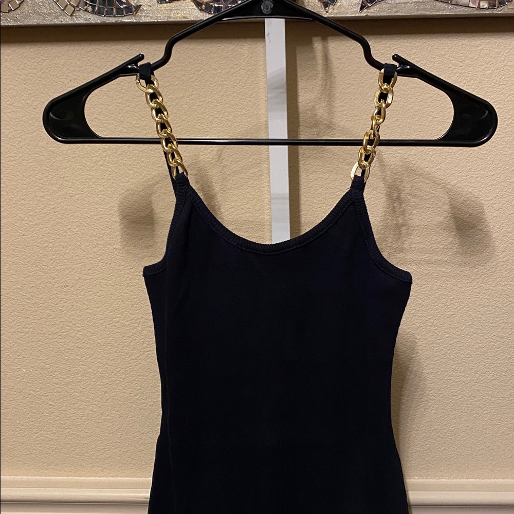 Ribbed Midi Dress with Gold Chain Straps - Picture 4 of 5